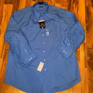 Van Heusen Poplin Dress‎ Shirt Tall Fit Wrinkle Free Button Down 19 35/36 NWT